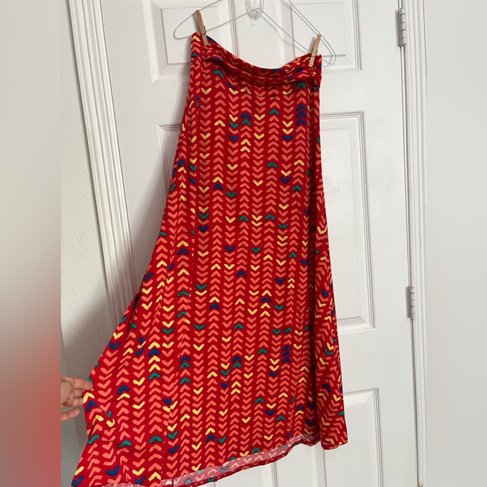 LulaRoe | Multicolored Maxi Skirt Long Red Patterned - Picture 3 of 5
